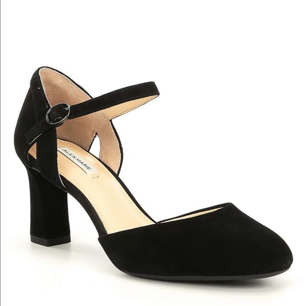 Alex Marie Mary Jane Suede Black Pumps Sz 6.5
